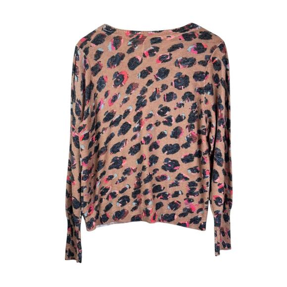 Nic + Zoe Multicolor Cheetah Animal Print Thin Knit Long Sleeve Pullover Sweater - Picture 7 of 13